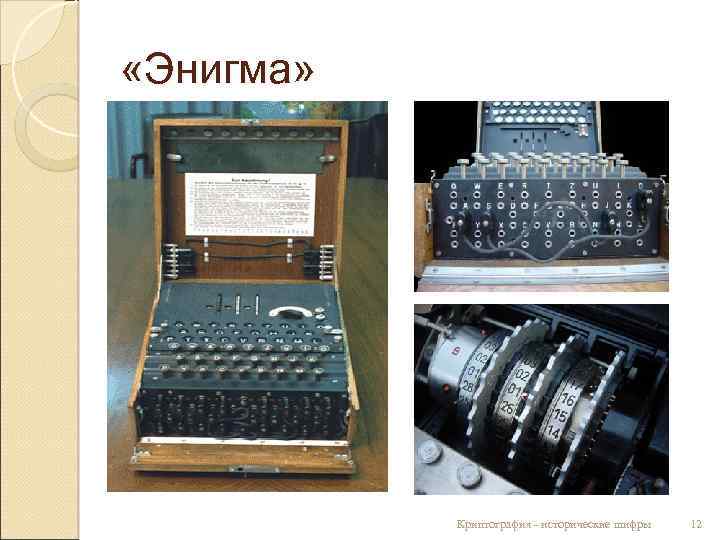  «Энигма» Криптография - исторические шифры 12 