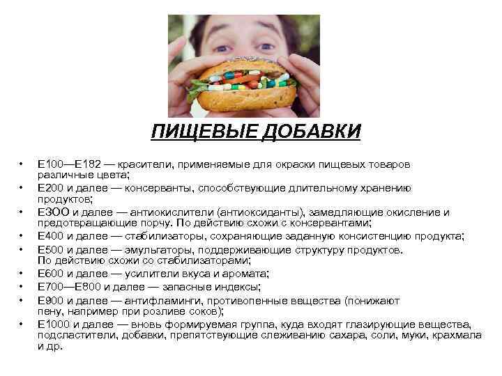 ПИЩЕВЫЕ ДОБАВКИ • • • Е 100—Е 182 — красители, применяемые для окраски пищевых