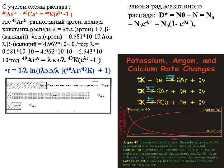 С учетом схемы распада : 40 Ar* + 40 Са* = 40 К(e t