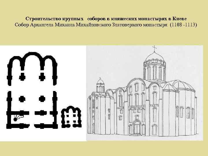 Строительство крупных соборов в княжеских монастырях в Киеве Собор Архангела Михаила Михайловского Златоверхого монастыря