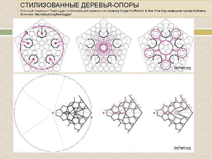 СТИЛИЗОВАННЫЕ ДЕРЕВЬЯ-ОПОРЫ Уличный павильон Treehugger ( «обнимающий дерево» ) по проекту Holger Hoffmann &