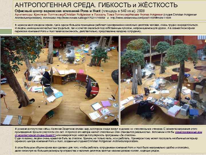 АНТРОПОГЕННАЯ СРЕДА. ГИБКОСТЬ и ЖЁСТКОСТЬ Офисный центр парижских компаний Pons и Huot (площадь в