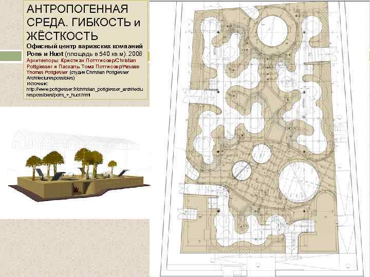 АНТРОПОГЕННАЯ СРЕДА. ГИБКОСТЬ и ЖЁСТКОСТЬ Офисный центр парижских компаний Pons и Huot (площадь в
