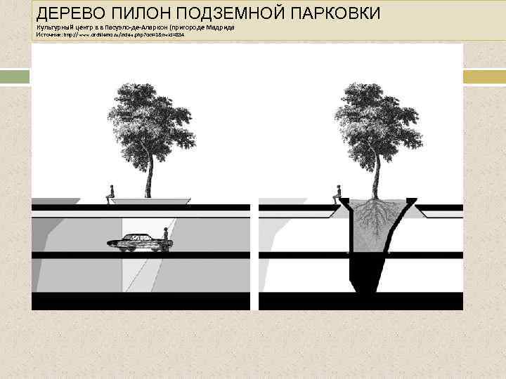 ДЕРЕВО ПИЛОН ПОДЗЕМНОЙ ПАРКОВКИ Культурный центр в в Пасуэло-де-Аларкон (пригороде Мадрида Источник: http: //www.