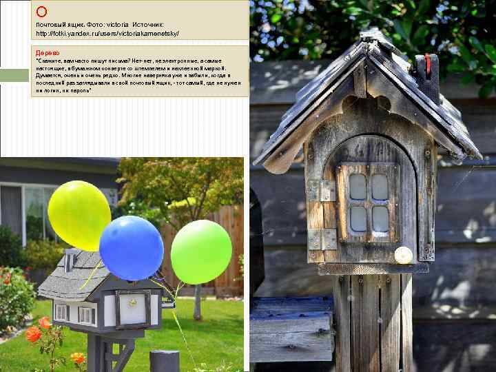 О Почтовый ящик. Фото: victoria Источник: http: //fotki. yandex. ru/users/victoriakamenetsky/ Дерево "Скажите, вам часто