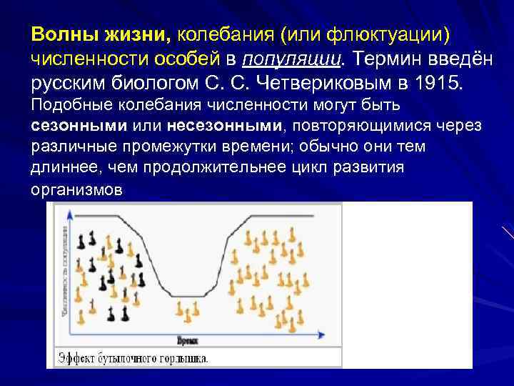 Волны жизни, колебания (или флюктуации) численности особей в популяции. Термин введён русским биологом С.