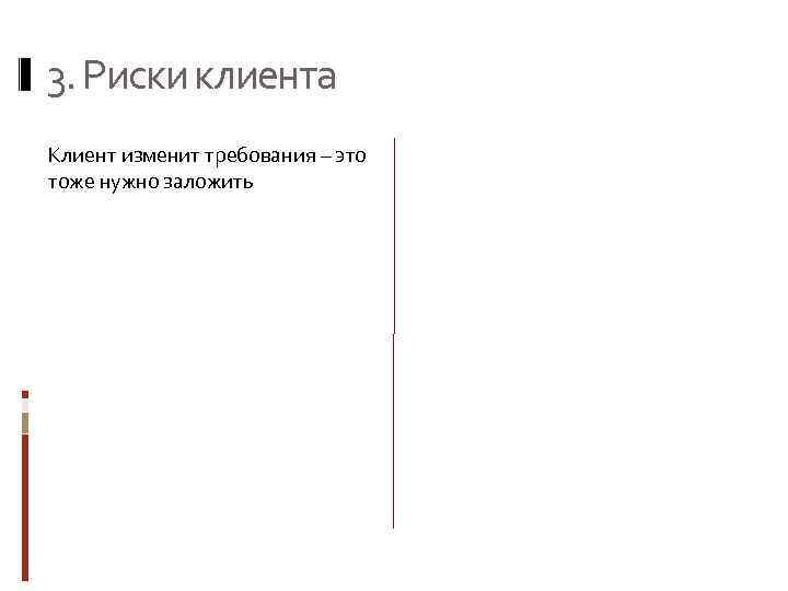 3. Риски клиента Клиент изменит требования – это тоже нужно заложить 