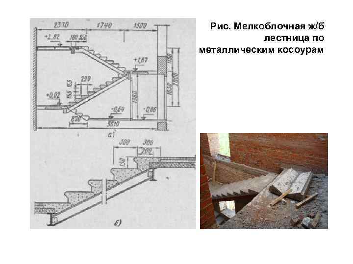 Рис. Мелкоблочная ж/б лестница по металлическим косоурам 