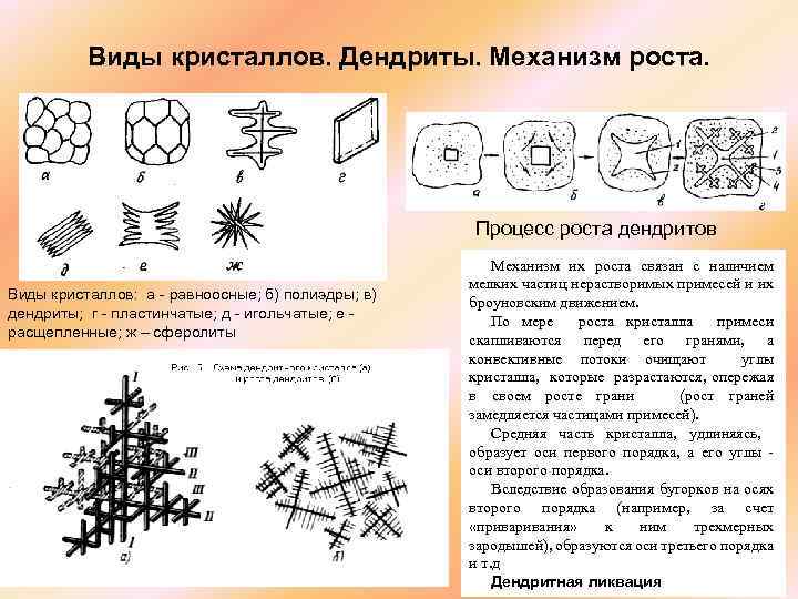  Виды кристаллов. Дендриты. Механизм роста. Процесс роста дендритов Механизм их роста связан с