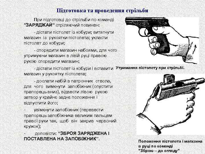 Підготовка та проведення стрільби При підготовці до стрільби по команді 