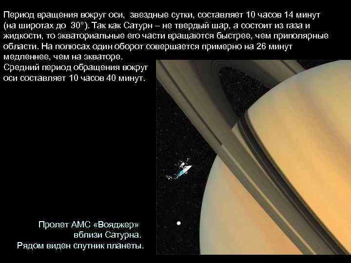 Период вращения вокруг оси, звездные сутки, составляет 10 часов 14 минут (на широтах до