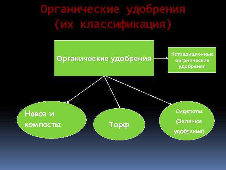 Органические удобрения (их классификация) Органические удобрения Навоз и компосты Нетрадиционные органические удобрения Сидераты Торф