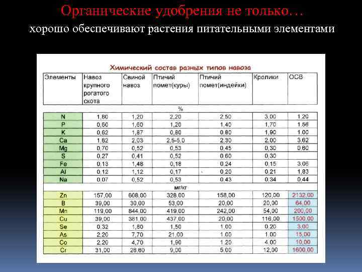 Органические удобрения не только… хорошо обеспечивают растения питательными элементами 