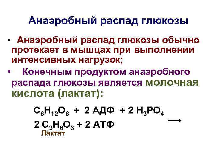 Глюкоза протекает в. Конечный продукт аэробного распада Глюкозы. Анаэробный распад углеводов биохимия. Этапы анаэробного распада Глюкозы.