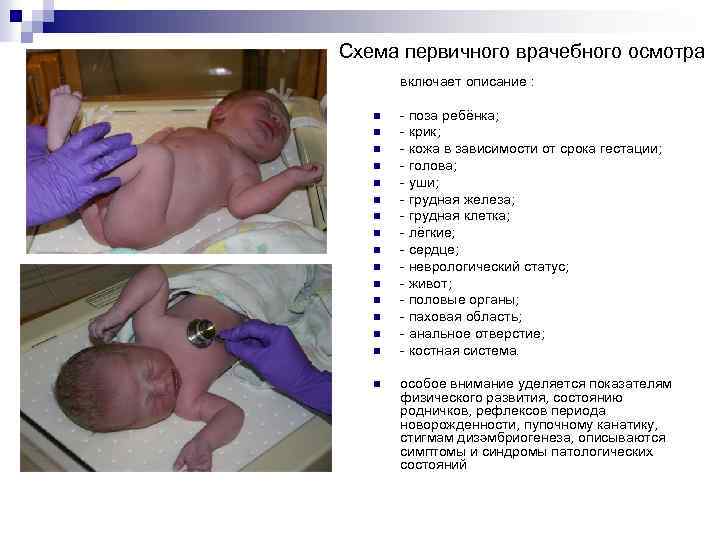 Схема первичного врачебного осмотра включает описание : n n n n - поза ребёнка;