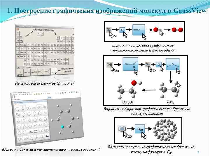 1. Построение графических изображений молекул в Gauss. View Вариант построения графического изображения молекулы кислорода