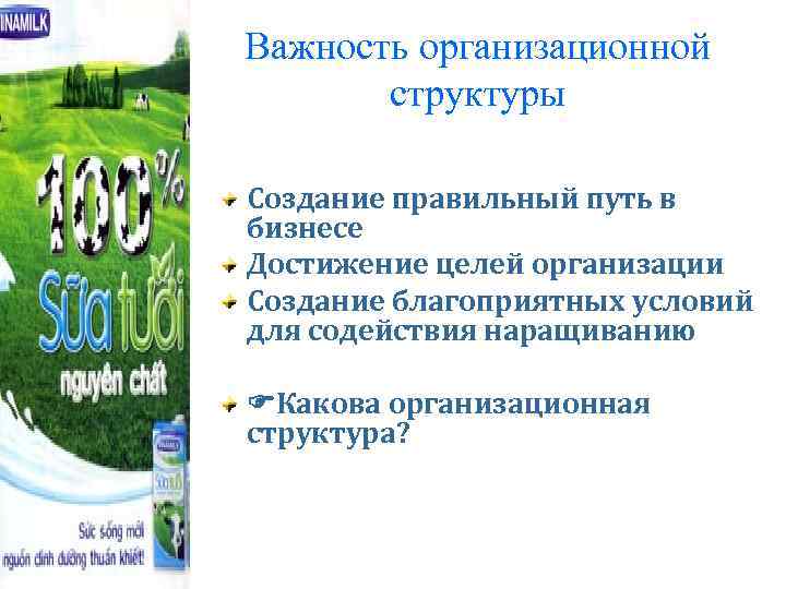 Важность организационной структуры Создание правильный путь в бизнесе Достижение целей организации Создание благоприятных условий