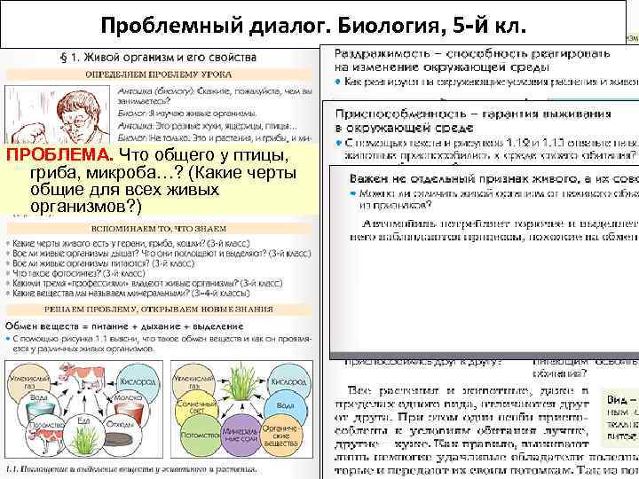 Проблемный диалог. Биология, 5 -й кл. ПРОБЛЕМА. Что общего у птицы, гриба, микроба…? (Какие