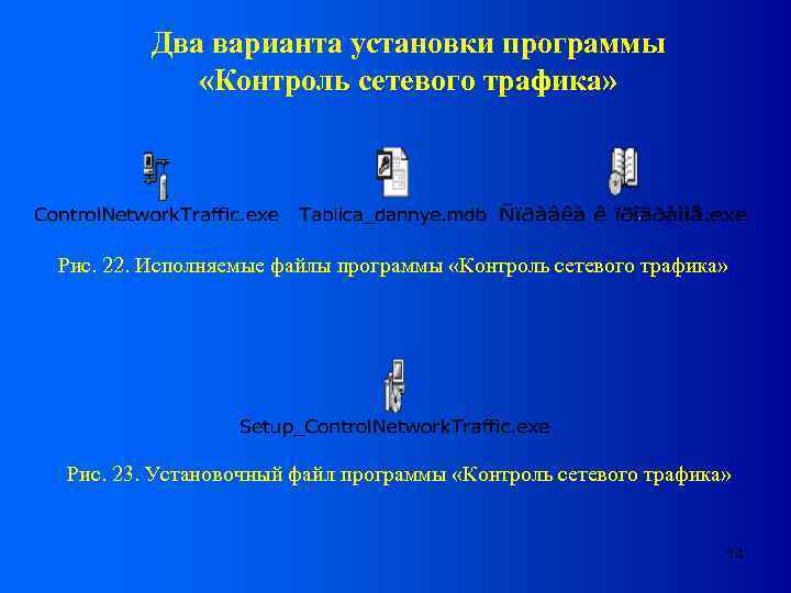 Два варианта установки программы «Контроль сетевого трафика» Рис. 22. Исполняемые файлы программы «Контроль сетевого