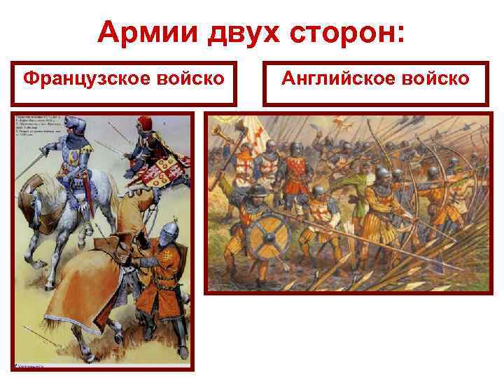 Армии двух сторон: Французское войско Английское войско 