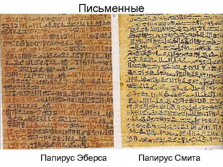 Письменные Папирус Эберса Папирус Смита 