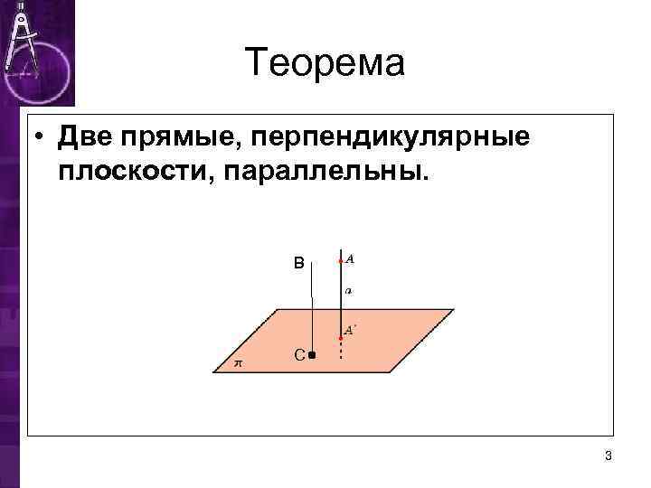 Определение перпендикулярности прямой и плоскости с рисунком