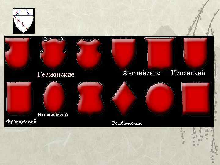 Германские Английские Итальянский Французский Ромбический Испанский 