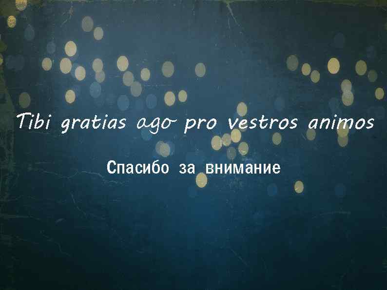 Tibi gratias ago pro vestros animos Спасибо за внимание 
