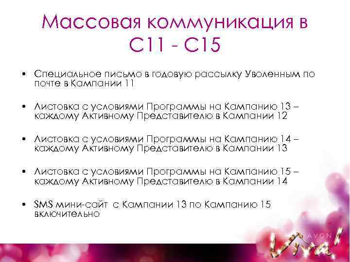 Массовая коммуникация в С 11 - С 15 • Специальное письмо в годовую рассылку