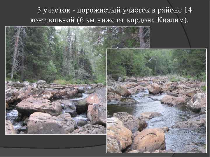 3 участок - порожистый участок в районе 14 контрольной (6 км ниже от кордона