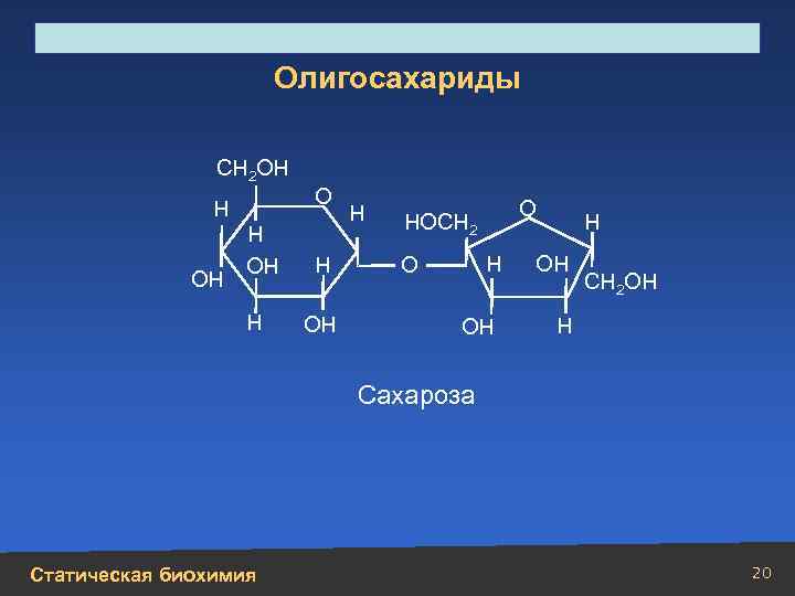 Строение, свойства, биологическая роль углеводов и липидов Олигосахариды СН 2 ОН О Н ОН