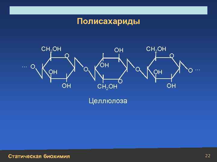Строение, свойства, биологическая роль углеводов и липидов Полисахариды СН 2 ОН … О ОН
