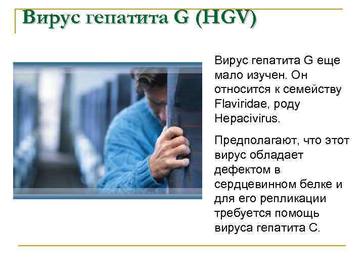 Вирус гепатита G (HGV) Вирус гепатита G еще мало изучен. Он относится к семейству