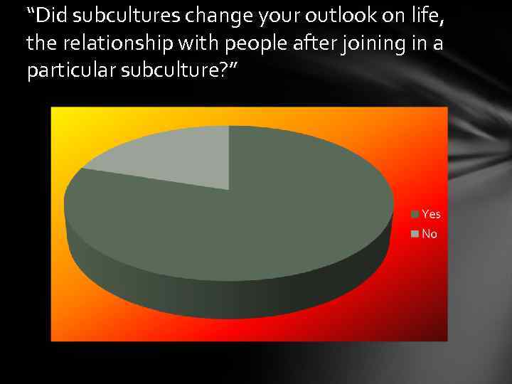 “Did subcultures change your outlook on life, the relationship with people after joining in
