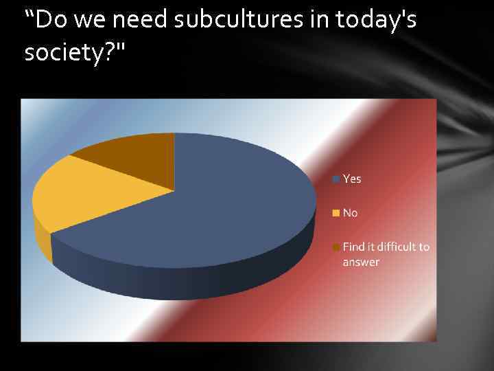 “Do we need subcultures in today's society? 