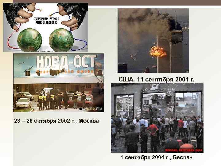 США. 11 сентября 2001 г. 23 – 26 октября 2002 г. , Москва 1