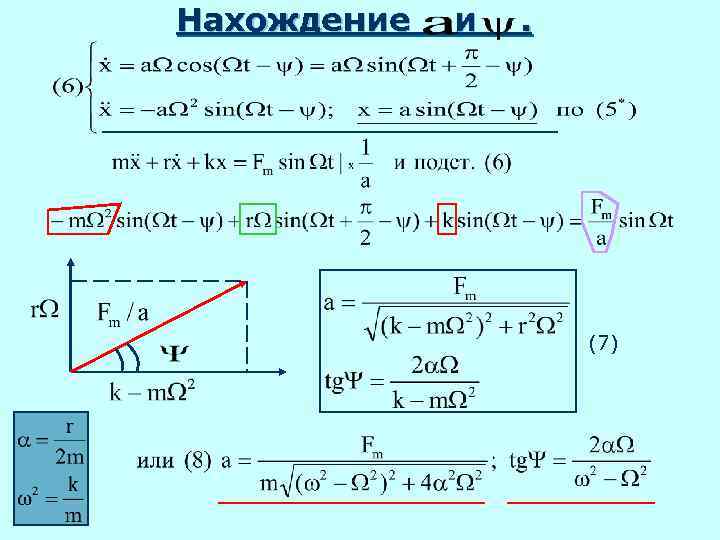 Нахождение и . (7) 