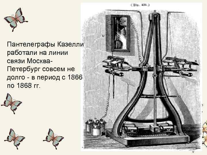 Пантелеграфы Казелли работали на линии связи Москва. Петербург совсем не долго - в период