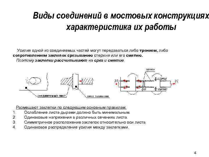 Виды соединений в мостовых конструкциях характеристика их работы Усилия одной из соединяемых частей могут