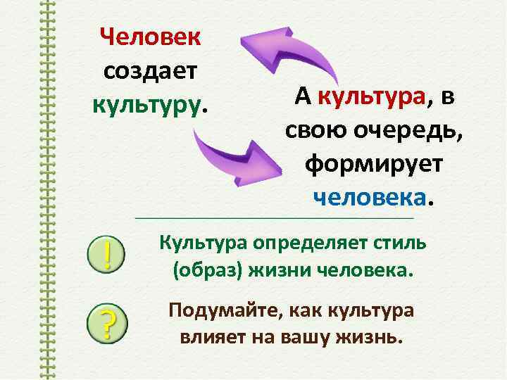 Человек создает культуру. А культура, в свою очередь, формирует человека. Культура определяет стиль (образ)