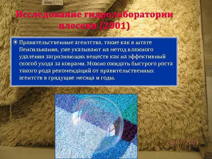 Исследование гидролаборатории плесени (2001) Правительственные агентства, такие как в штате Пенсильвания, уже указывают на
