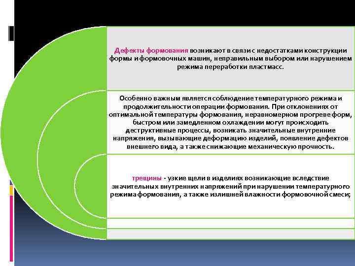 Дефекты формования возникают в связи с недостатками конструкции формы и формовочных машин, неправильным выбором