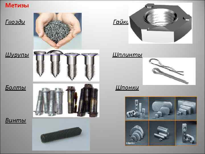 Метизы Гвозди Гайки Шурупы Шплинты Болты Шпонки Винты 