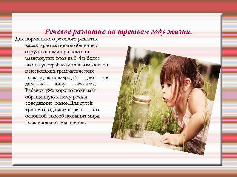 Речевое развитие на третьем году жизни. Для нормального речевого развития характерно активное общение с