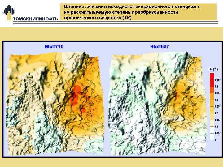 Влияние значения исходного генерационного потенциала на рассчитываемую степень преобразованности органического вещества (TR) 