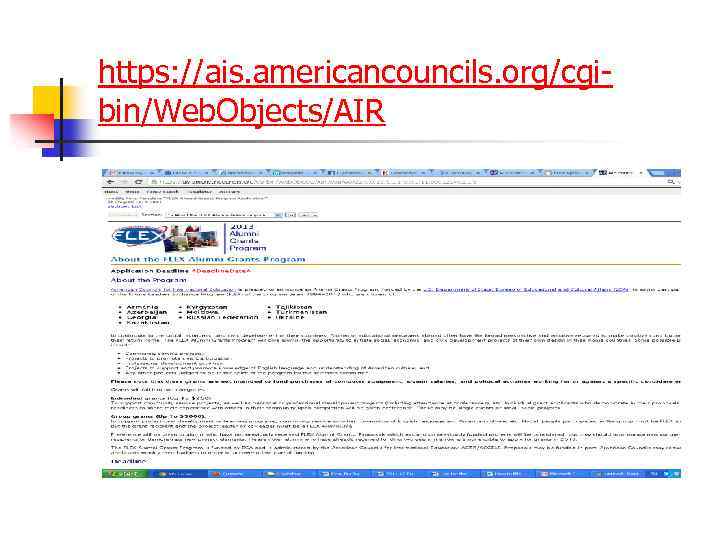 https: //ais. americancouncils. org/cgibin/Web. Objects/AIR 