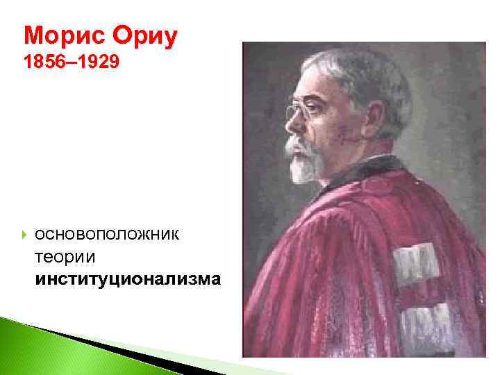 Морис Ориу 1856– 1929 основоположник теории институционализма 