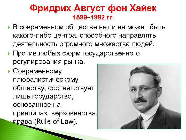 Фридрих Август фон Хайек 1899– 1992 гг. В современном обществе нет и не может