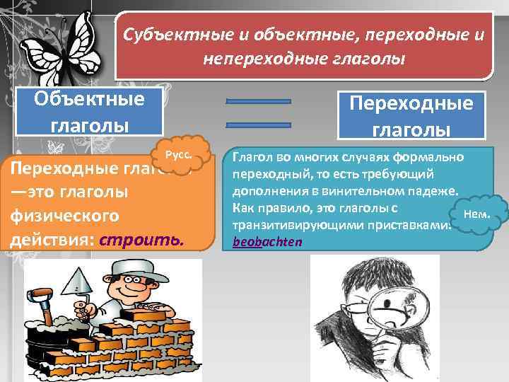 P общ. Объектный глагол. Субъектные переходные глаголы. Объектные и Необъектные глаголы. Глагол физического действия.