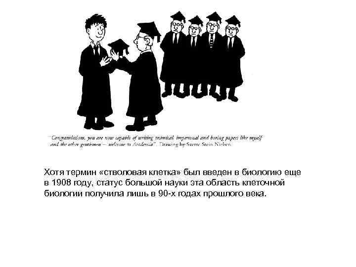 Хотя термин «стволовая клетка» был введен в биологию еще в 1908 году, статус большой